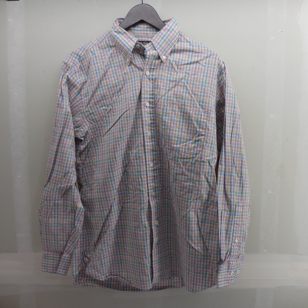 Brooks Brothers Country Club Slim Fit Egyptian Cotton Plaid Shirt Mens M USA